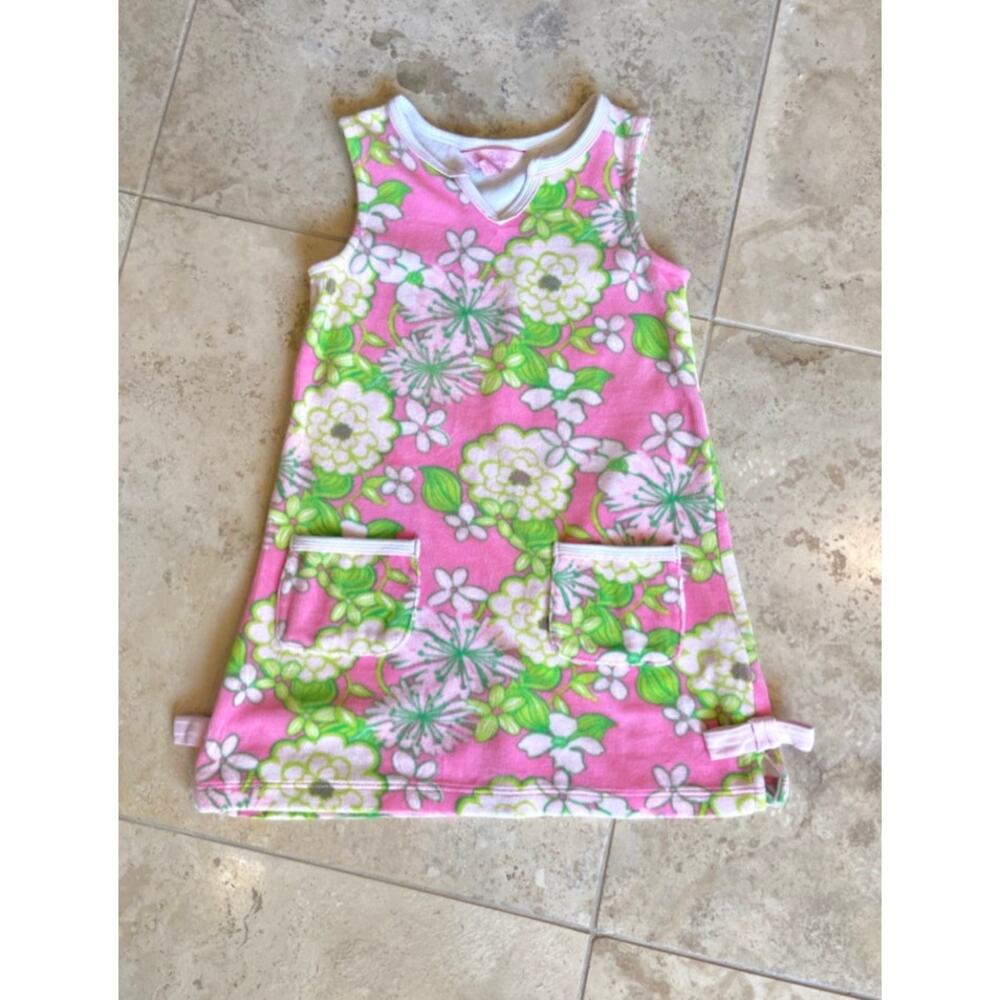 Lilly Pulitzer girls velour sleeveless shift dress, S 4-5yrs